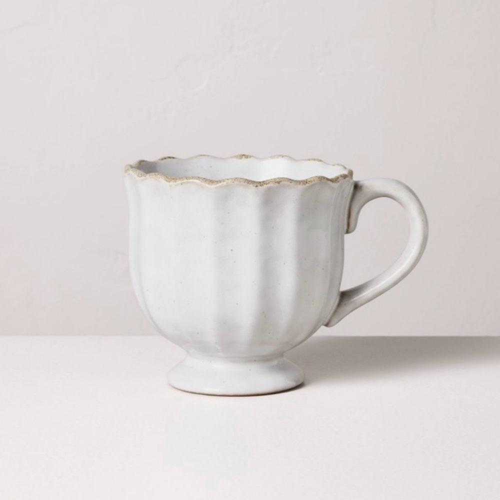 12oz Scalloped Edge Ceramic Mug with Foot - Hearth & Hand™ with Magnolia